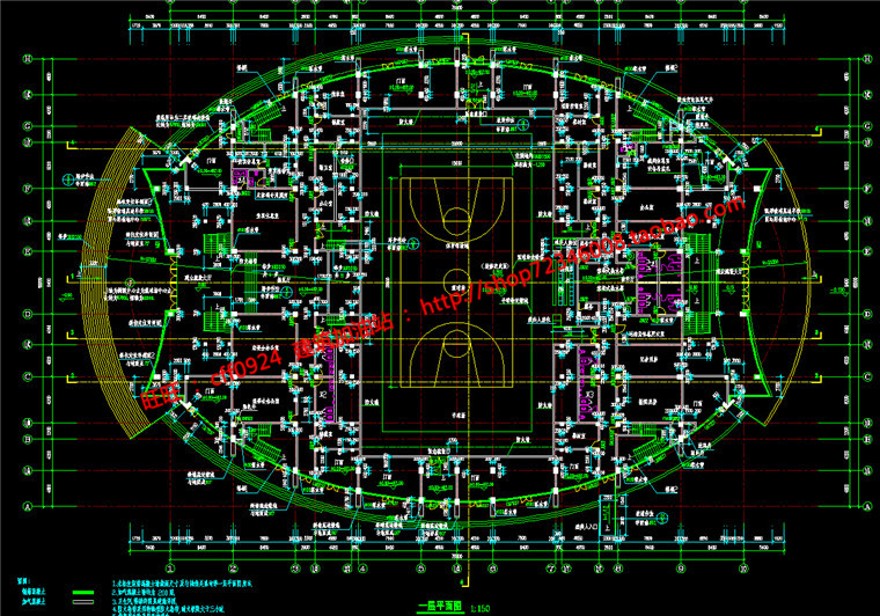 体育馆建筑方案设计cad施工图图纸效果图