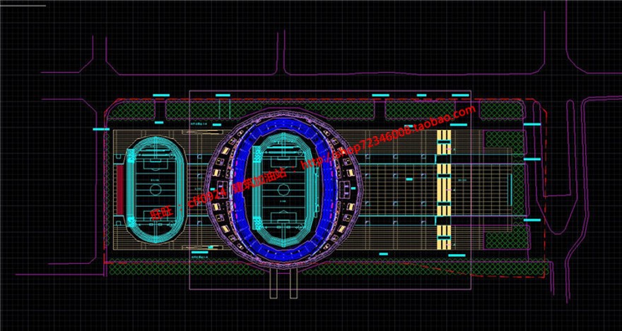 体育馆足球运动场cad图纸文本jpg效果图多媒体设计说明
