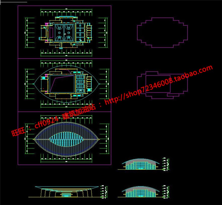 运动健身中心设计训练场地cad图纸平立剖效果图