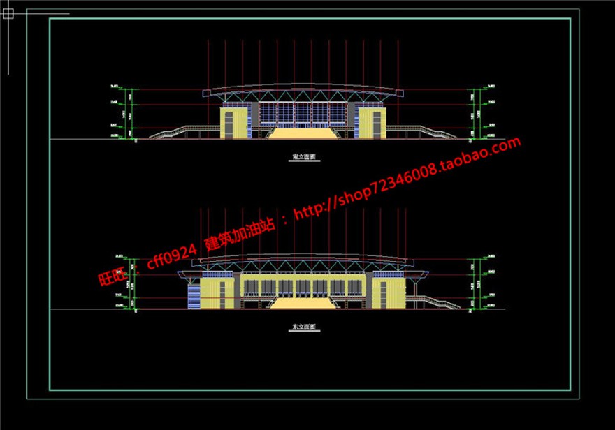 大学健身运动中心建筑景观规划资料集cad图纸平立剖效果图