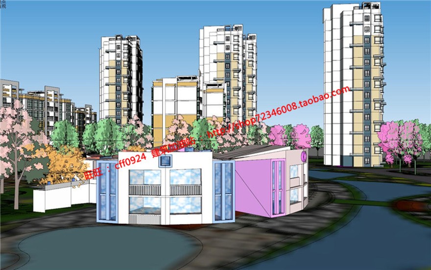 小区规划居住建筑cad总图su模型