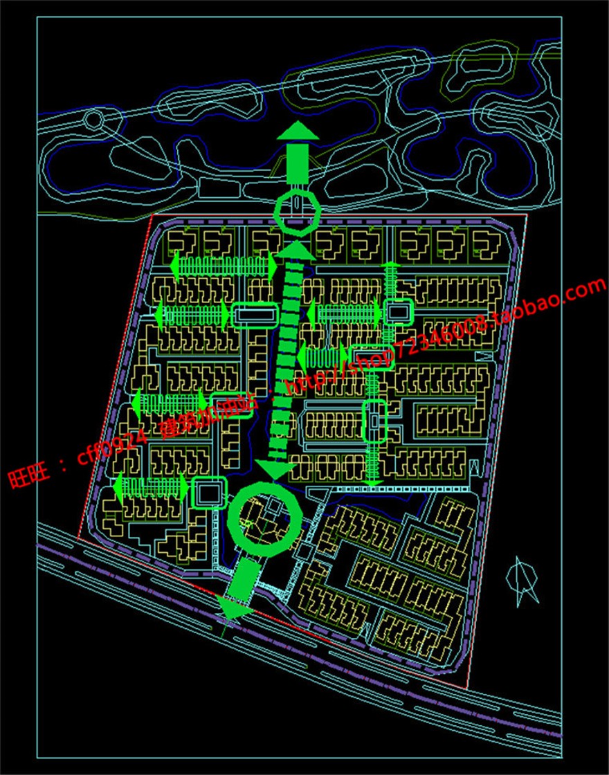 su模型cad总图分析图文本商业别墅群住宅区规划建筑方案建筑资源