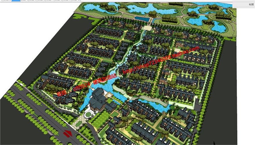 su模型cad总图分析图文本商业别墅群住宅区规划建筑方案建筑资源