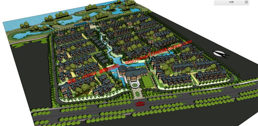 su模型cad总图分析图文本商业别墅群住宅区规划建筑方案建筑资源