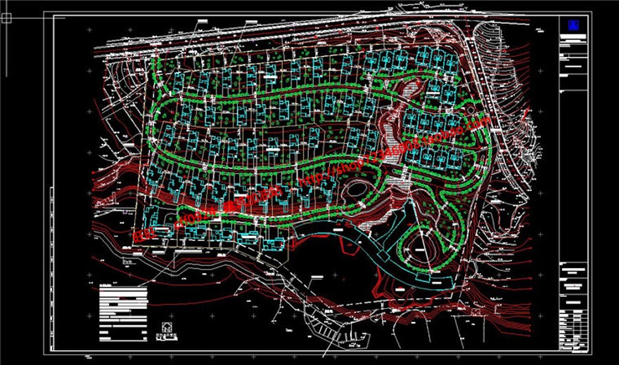 住宅区规划商业别墅群设计cad总图方案文本景观环境绿化彩平