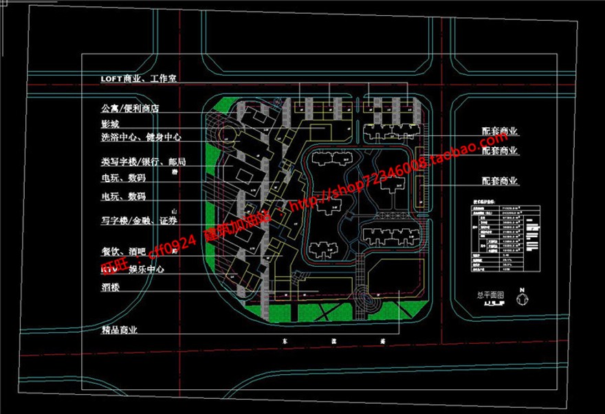 小区规划住宅区住宅和商业为一体的cad总图及方案文本