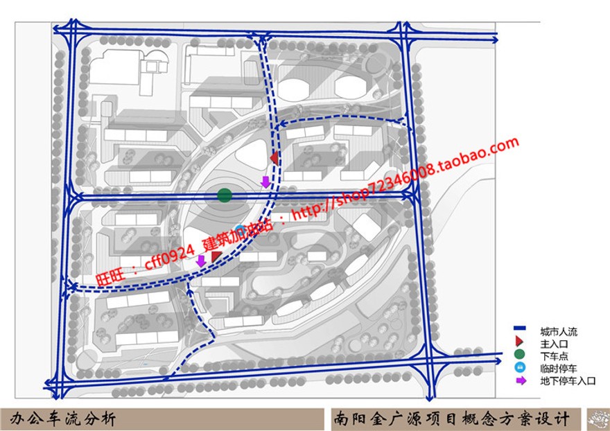 规模化密集小区规划居民服务区cad总图方案文本分析图