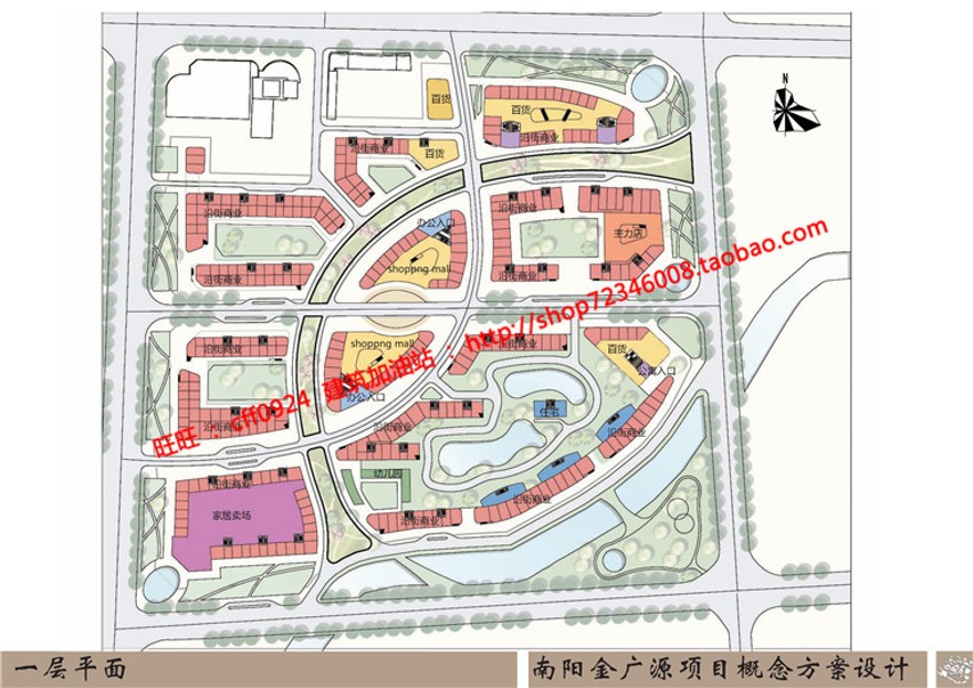 规模化密集小区规划居民服务区cad总图方案文本分析图