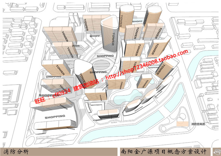 规模化密集小区规划居民服务区cad总图方案文本分析图