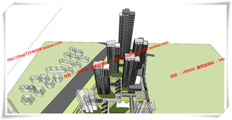 建筑图纸265无锡高层住宅住宅平立剖施工图小区规划cad图纸+SU模型+效建筑资源