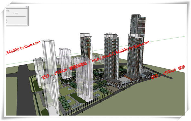 建筑图纸265无锡高层住宅住宅平立剖施工图小区规划cad图纸+SU模型+效建筑资源