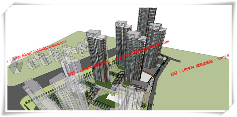 建筑图纸265无锡高层住宅住宅平立剖施工图小区规划cad图纸+SU模型+效建筑资源