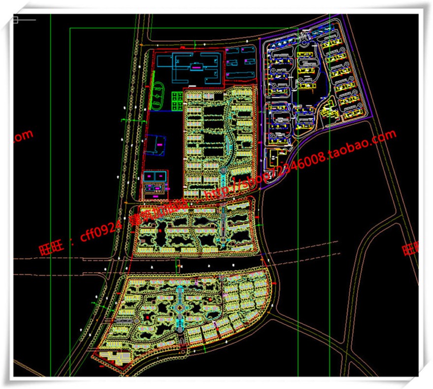 建筑图纸269红泽小区规划/住宅/商业别墅/住宅区规划SU+cad图纸+效果图