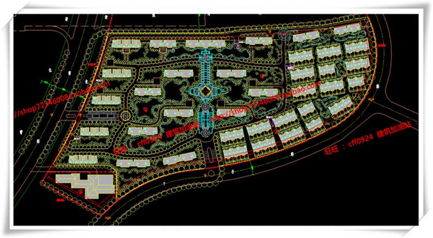 建筑图纸269红泽小区规划/住宅/商业别墅/住宅区规划SU+cad图纸+效果图