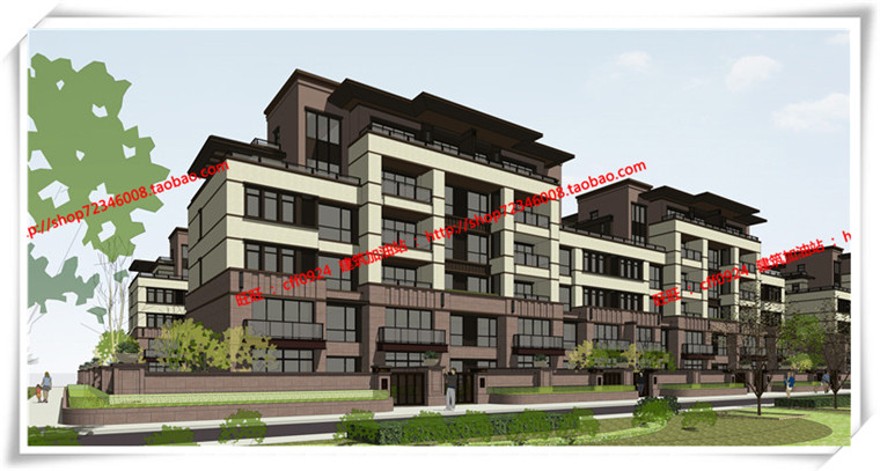 建筑图纸269红泽小区规划/住宅/商业别墅/住宅区规划SU+cad图纸+效果图