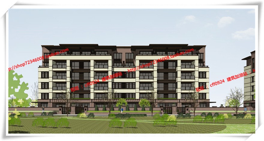 建筑图纸269红泽小区规划/住宅/商业别墅/住宅区规划SU+cad图纸+效果图