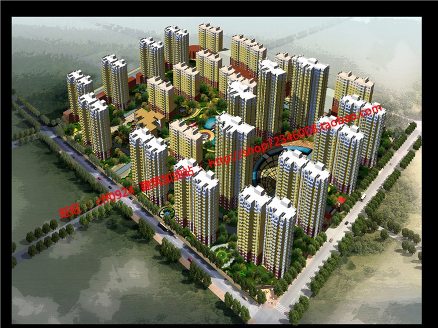 小区规划住宅区住宅设计有su模型效果图cad图纸彩平psd