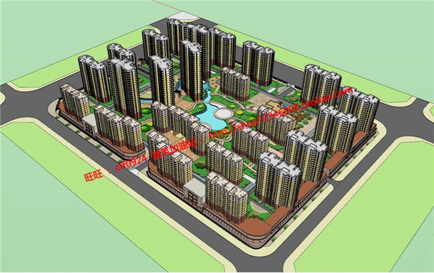 小区规划住宅区住宅设计有su模型效果图cad图纸彩平psd