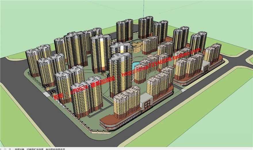 小区规划住宅区住宅设计有su模型效果图cad图纸彩平psd