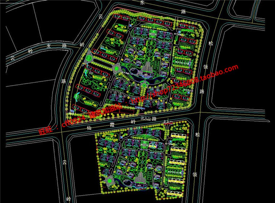 cad总图su模型小区规划住宅区高层住宅方案设计