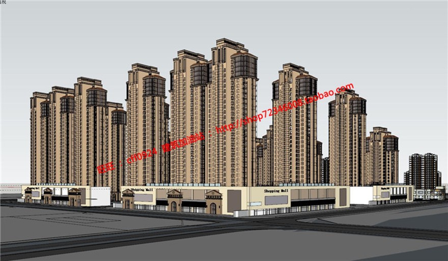 高层住宅建筑小区规划设计两地块cad总图平立剖效果图su建筑资源