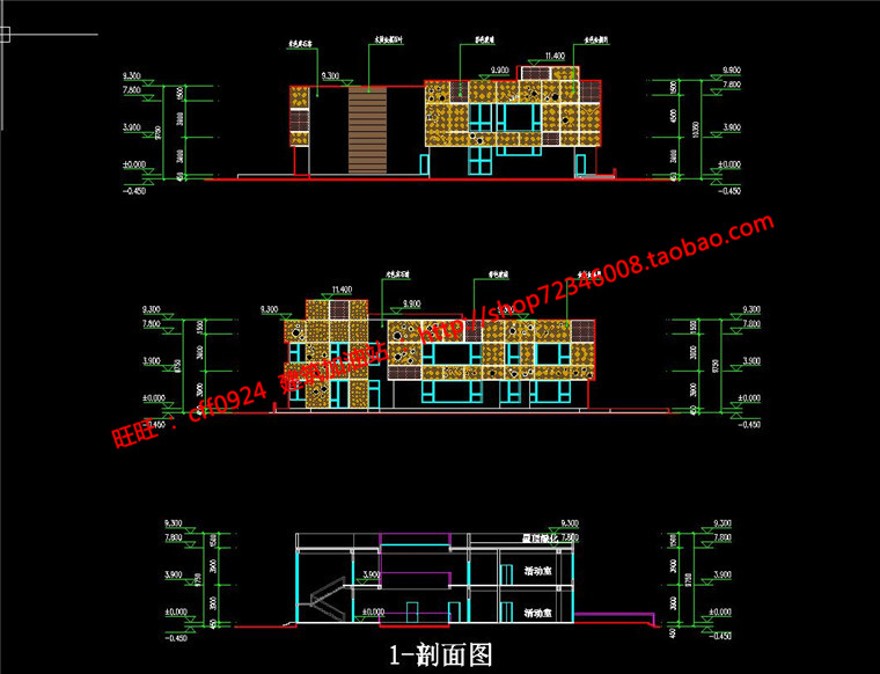 高层住宅建筑小区规划设计两地块cad总图平立剖效果图su建筑资源