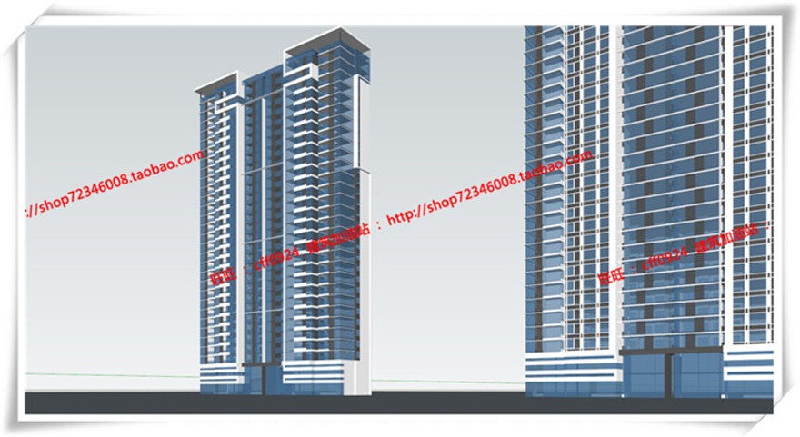 建筑图纸299宏村现代风小区规划住宅SU模型+cad图纸+效果图