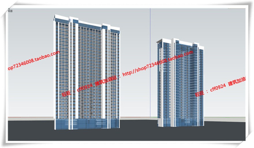 建筑图纸299宏村现代风小区规划住宅SU模型+cad图纸+效果图