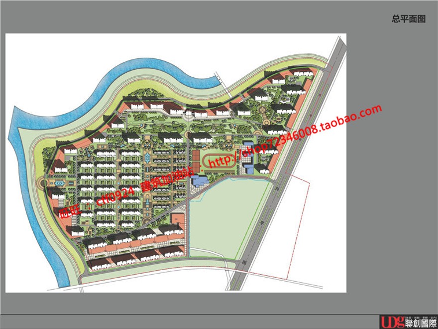 小区规划住宅区两不同方案cad总图彩色总平面