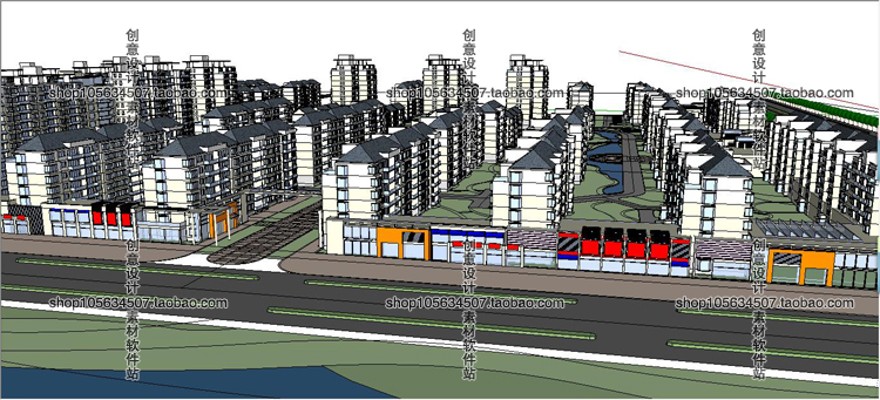 成套-住宅区规划设计cad总图户型+su模型+效果图