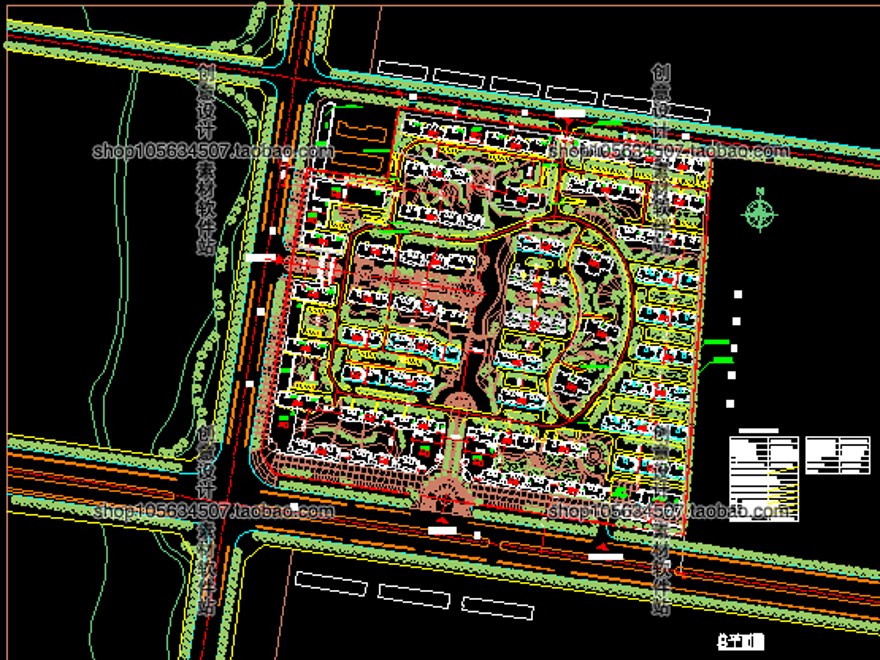 成套-住宅区规划设计cad总图户型+su模型+效果图