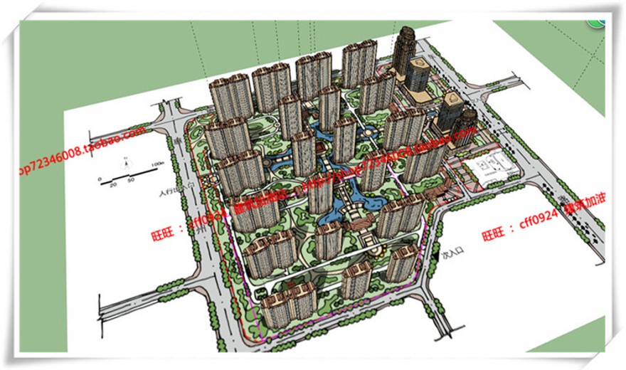 建筑图纸266小区规划方案文本包有SU模型+cad总图+PPT文本