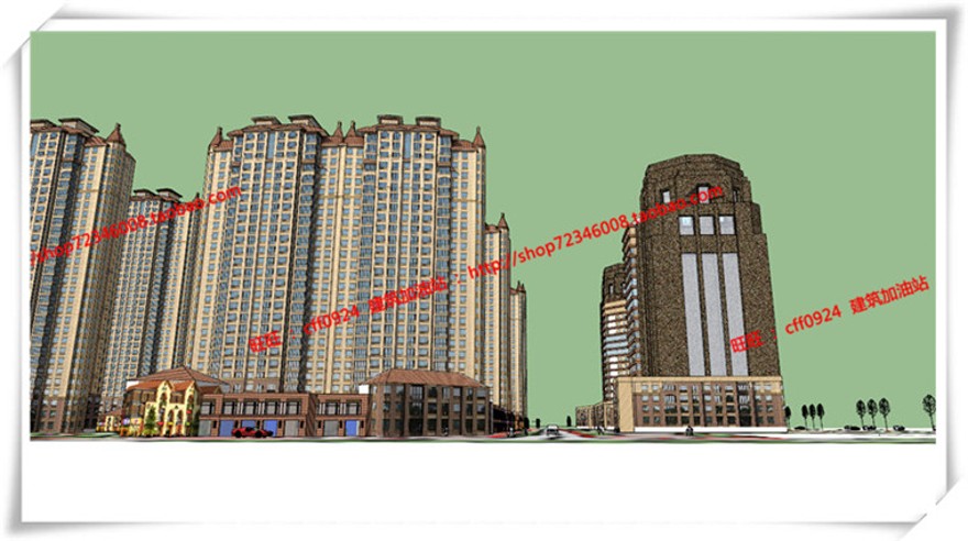 建筑图纸266小区规划方案文本包有SU模型+cad总图+PPT文本