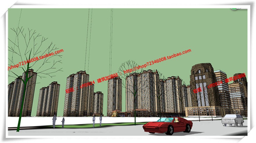 建筑图纸266小区规划方案文本包有SU模型+cad总图+PPT文本