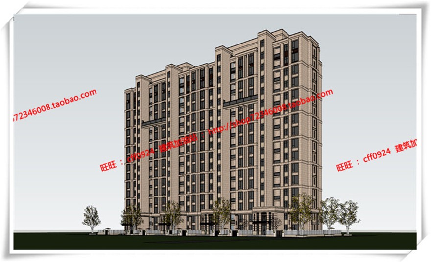 建筑图纸298香山住宅小区小区规划cad图纸/SU模型/效果图