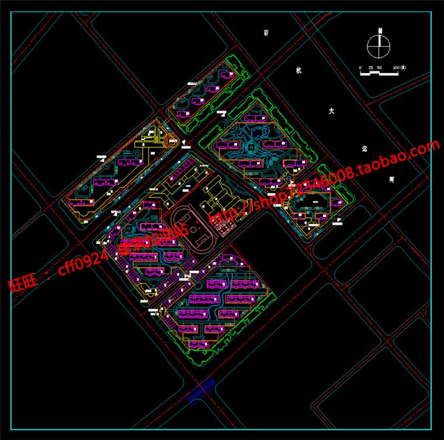 住宅区小区住宅规划设计效果图文本cad总图/平面/户型