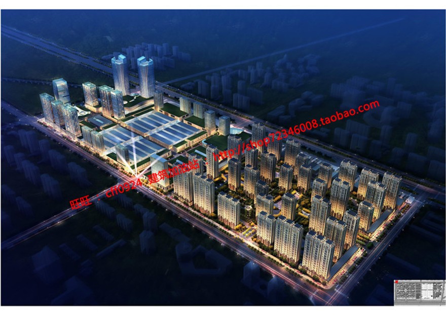 住宅区规模化生活社区规划商业中心cad总图文本