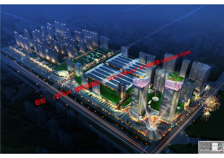 住宅区规模化生活社区规划商业中心cad总图文本