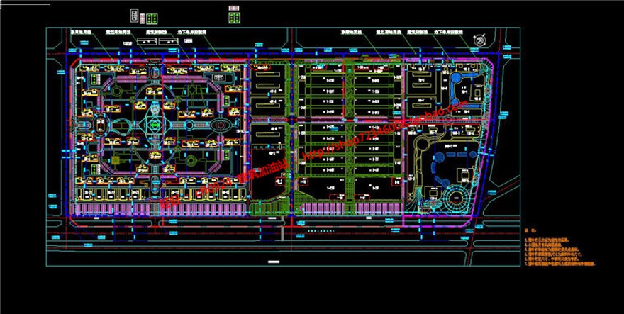 住宅区规模化生活社区规划商业中心cad总图文本