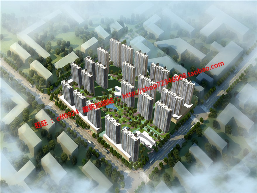 cad总图su模型效果图psd小区规划住宅区设计