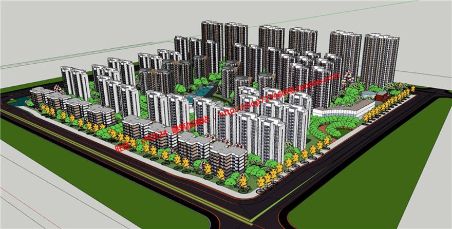 居住规划设计建筑景观规划资料住宅小区建筑设计cad总图su模型效建筑资源