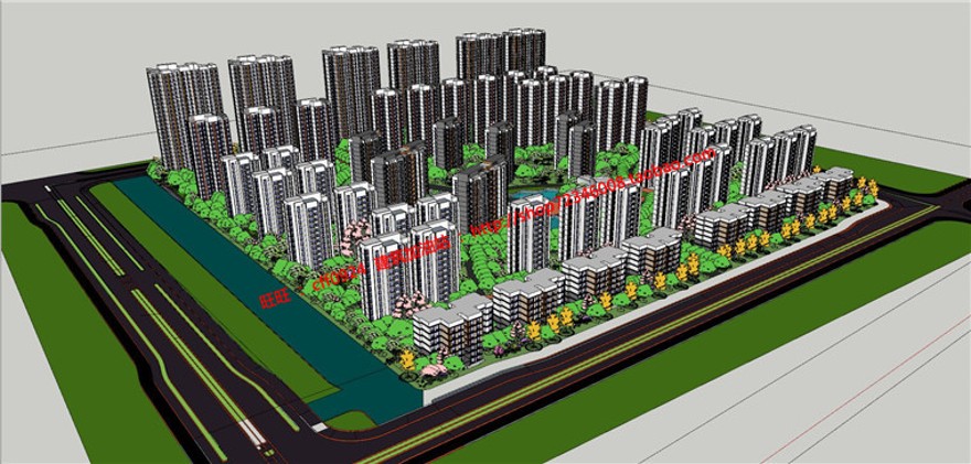 居住规划设计建筑景观规划资料住宅小区建筑设计cad总图su模型效建筑资源