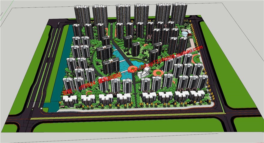 居住规划设计建筑景观规划资料住宅小区建筑设计cad总图su模型效建筑资源