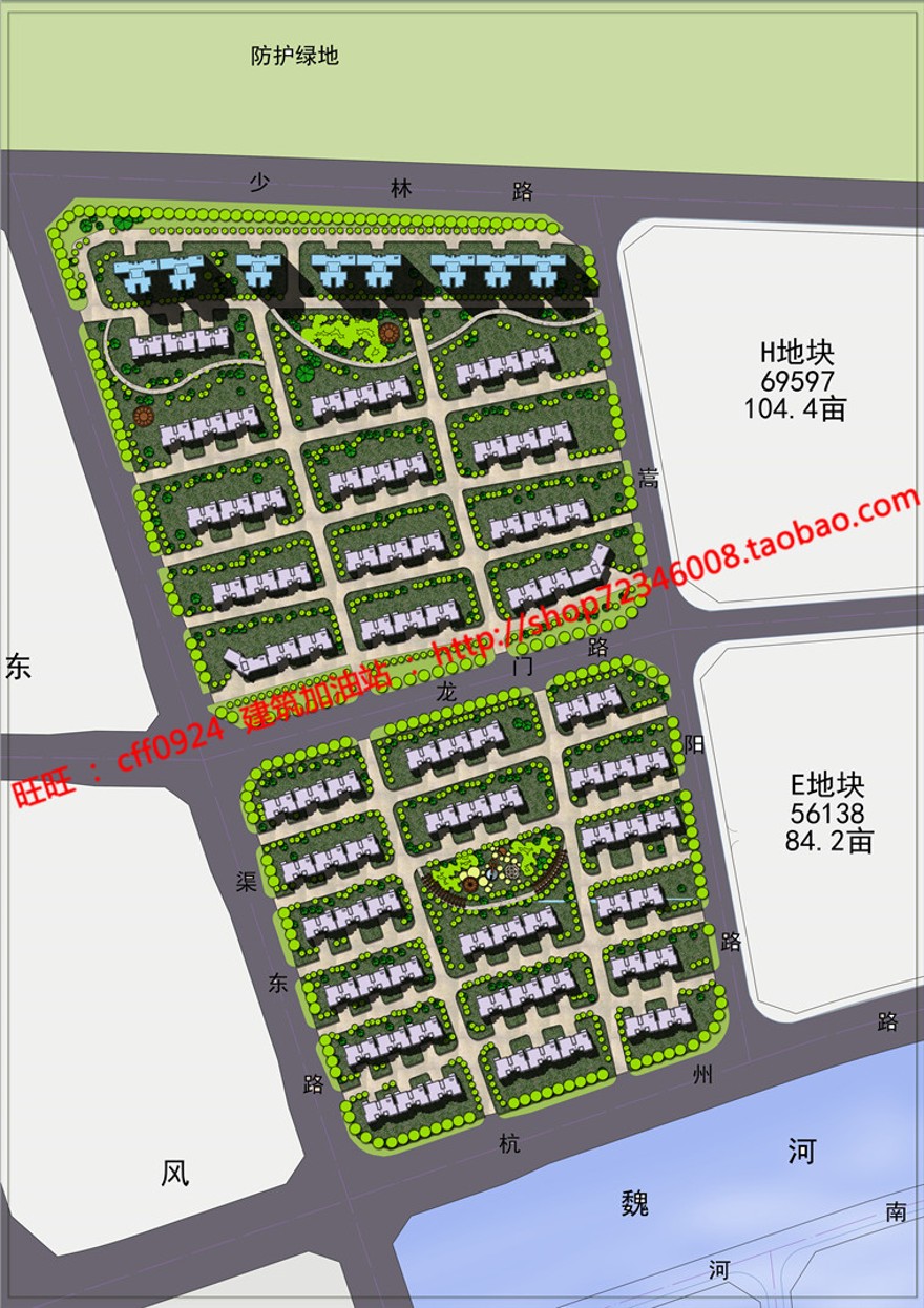 规划住宅设计cad总图su模型效果图总平psd