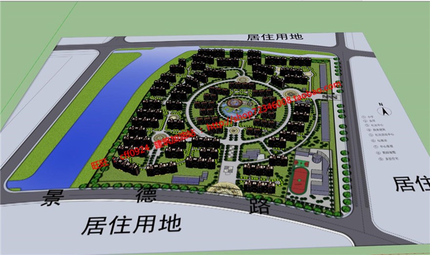 小区规划方案设计cad图纸su模型psd分析图效果图