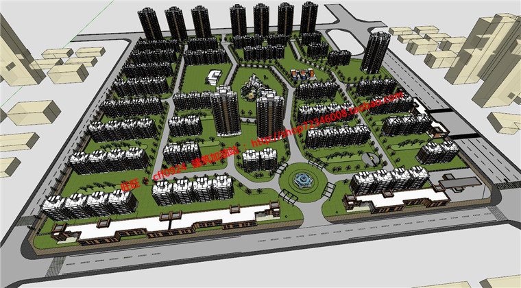小区psd排版展板设计答辩住宅区规划设计su模型cad图纸