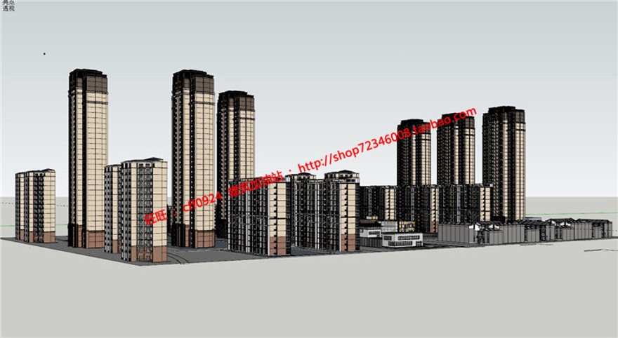 住宅区规划设计cad图纸总图户型su模型