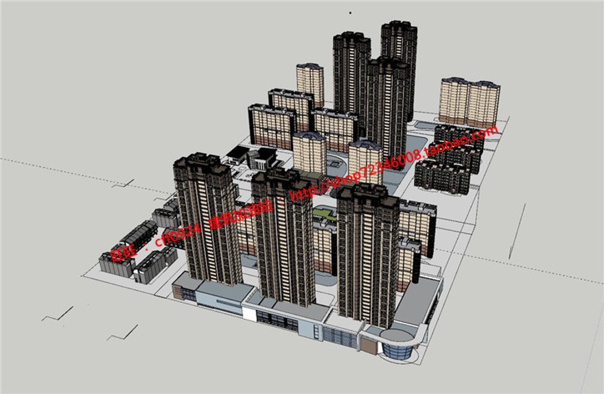 住宅区规划设计cad图纸总图户型su模型