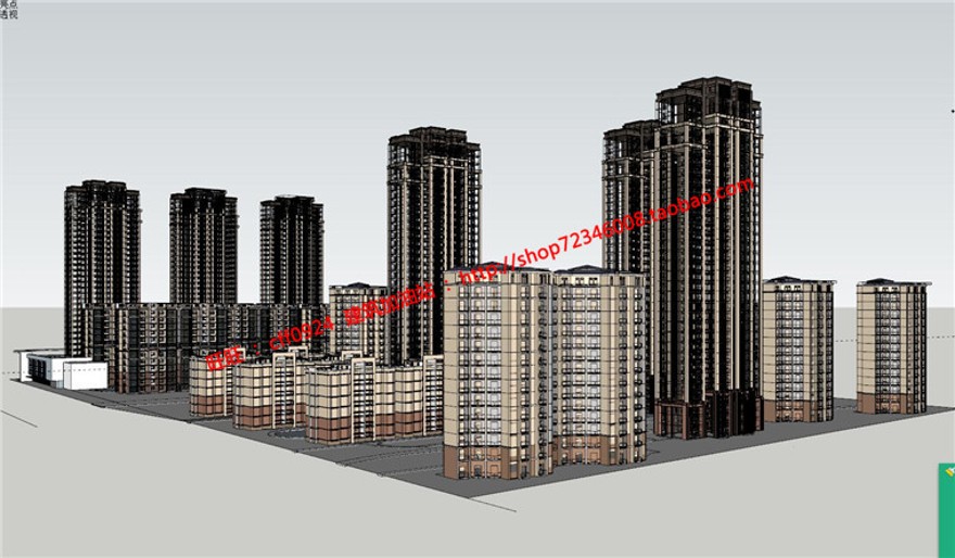 住宅区规划设计cad图纸总图户型su模型