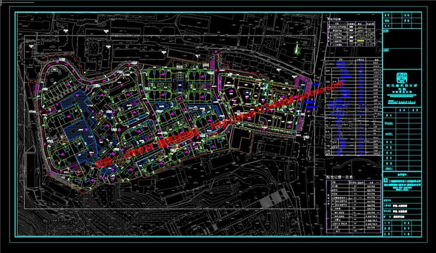 承德水榭花都小区规划方案设计cad图纸总图彩色平面图